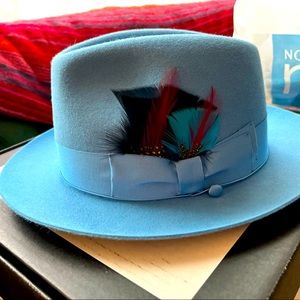 *NEW* Selentino Sterling Mens Fedora hat.  One of a kind. Baby blue. size 7 3/8